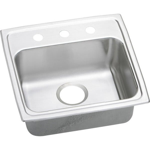 Elkay Single Bowl Stainless Steel Top Mount Sink Ada 19 X 18 X 5" 3 Hole