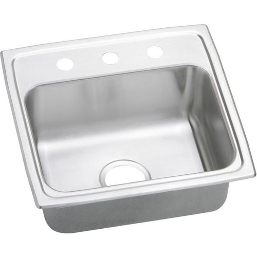 Elkay Single Bowl Stainless Steel Top Mount Sink 19 X 18 X 7" 3 Hole