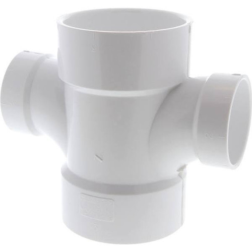 Nibco, 3 " X 3 " X 2 " X 2 " PVC DWV All Hub Double Sanitary Tee