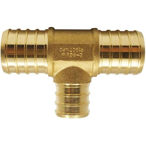 Apollo PEX-B Barb Reducing Tee, 1" X 1" X 3/4", Brass, PEX-B Barb Reducing Tee