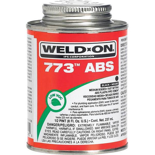 Weld-On 773 ABS Solvent Cement, Low Voc, High Strength, Medium Bodied, Fast Setting, 8 Oz, Black