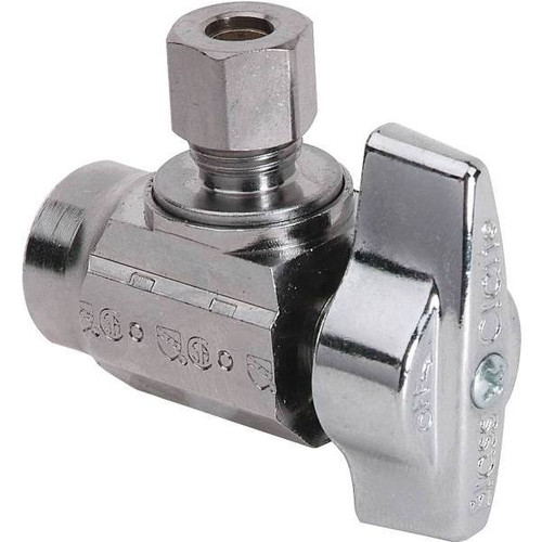 Brasscraft 1/2" Sweat Inlet X 1/4", OD X 1/4-Turn Comp Outlet Angle Ball Stop