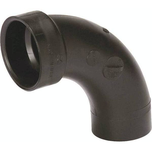 Nibco I58072-Lt 3" Spigot X Hub 90-Degree Street Long Turn Elbow Abs-Dwv