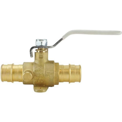 Apollo 3/4" Brass Pex-A Barb Ball Valve With Drain And Mounting Pad