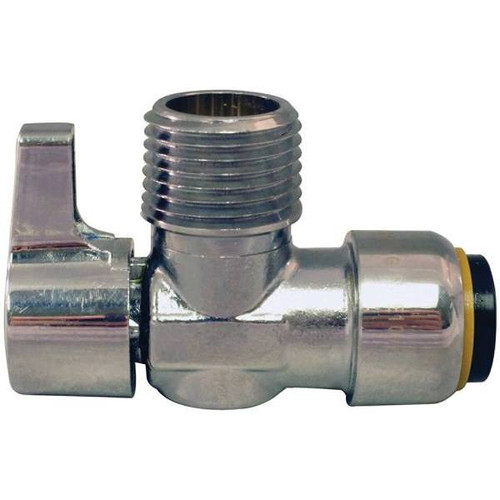 Tectite 1/2" Chrome Push-To-Connect X 1/2" Mip 1/4-Turn Angle Stop Valve