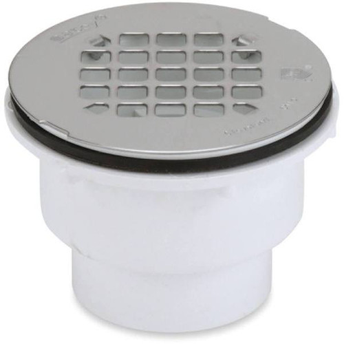 Oatey Round Gray PVC Shower Drain W/ 4-1/4 In. Round Snap-In Stainless Steel Drain Cover