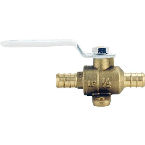 Apollo 1/2, Brass, Pex-B Barb Ball Valve With Drain And Mounting Pad