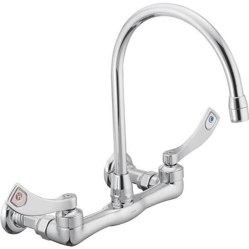 Moen M-Dura Comm 2-Handle Wall Mounted Kitchen Faucet Wristblade Handles (Chrome)