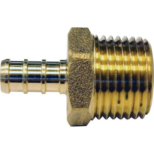 Apollo 3/8 In. Brass PEX-B Barb X 1/2 In. Male Pipe Thread Reducing Adapter