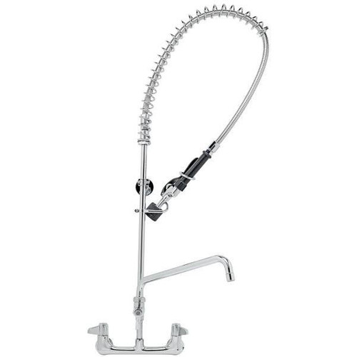 T&S Two Handle Pull-Down Sprayer Kitchen Faucet With Add-On Faucet (Polished Chrome)