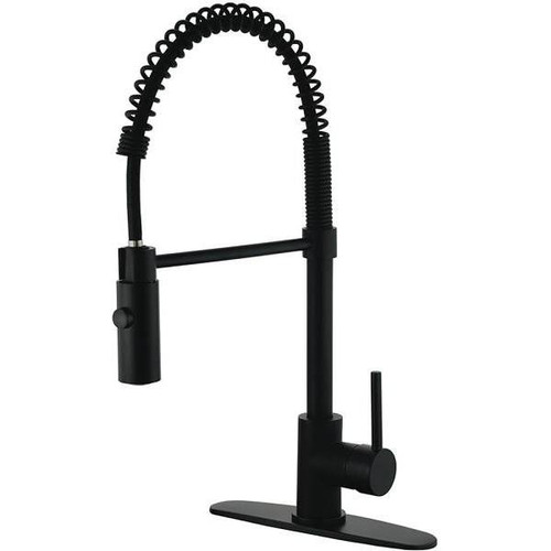 Kingston Brass Single-Handle Kitchen Faucet Pull-Down Sprayer (Black)