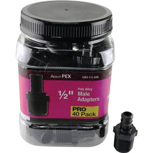 Apollo 1/2 In. Plastic PEX-B Barb X Male Pipe Thrd Adapter PRO Pack (40-Pack)