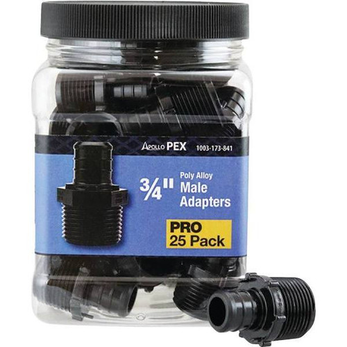 Apollo 3/4 In. Plastic PEX-B Barb X Male Pipe Thrd Adapter PRO Pack (25-Pack)
