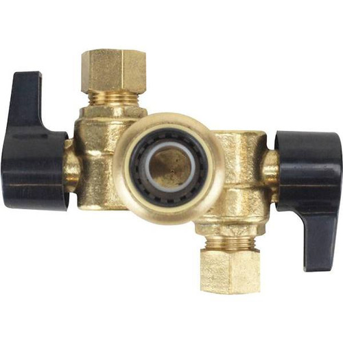 Tectite 1/2 Brass Push-To-Connect X 3/8 Opposed Compr Dual Shut-Off Valve