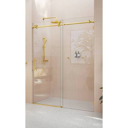 Glass Warehouse Eclipse 52-56"wx78"h Frameless Sliding Shower Door Satin Brass