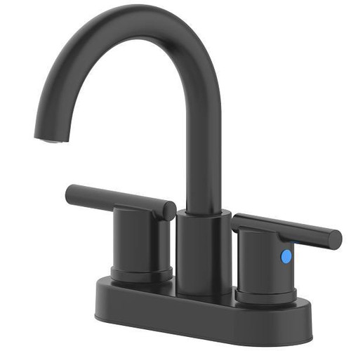 Seasons Westwind 1.2 GPM 2-Handle Quick Install Centerset High-Arc Bathroom Faucet With Pop Up Drain, Matte Black