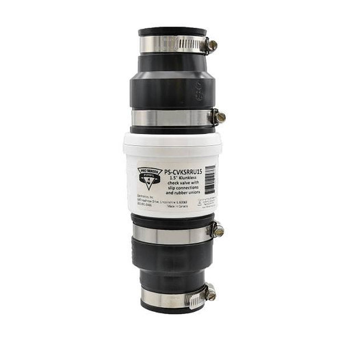 PRO Series Pumps 1-1/2" PVC Klunkless Check Valve With Rubber Unions