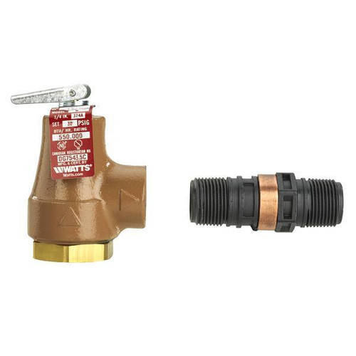 Watts 3/4 In 374a Iron Boiler Pressure Relief Valve, 30 Psi, Forged Brass Inlet