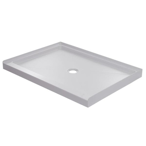 Seasons 48 In. X 34 In. Shower Base, Center Drain, White