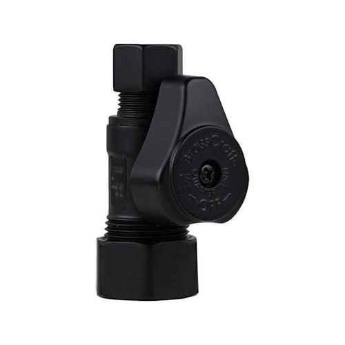 Brasscraft 1/2" Nom Comp Inlet X3/8" OD Comp Ol 1/4-Turn Blk Str Stop Case Of 5