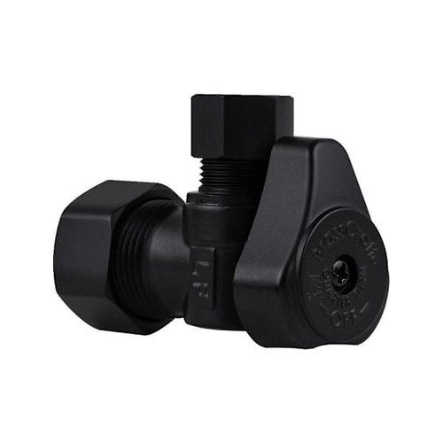 Brasscraft 1/2" Nom Comp Inlet X3/8" OD Comp Ol 1/4-Trn Blk Angle Stop Case Of 5