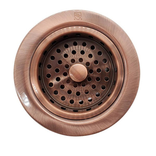 Westbrass 3-1/2" Post Style Kitchen Basket Strainer In Antique Copper