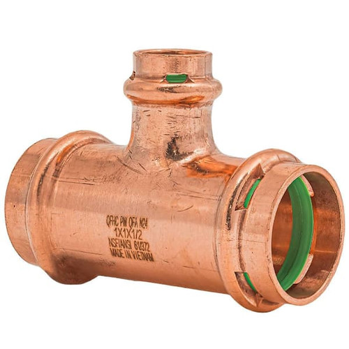 Quickfitting Surepress 1" X 1" X 1/2" Press Copper Reducing Tee Fitting