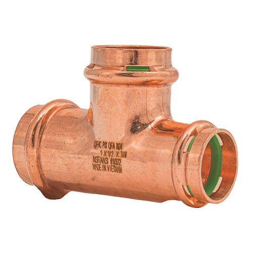 Quickfitting Surepress 1" X 1/2" X 3/4" Press Copper Reducing Tee Fitting