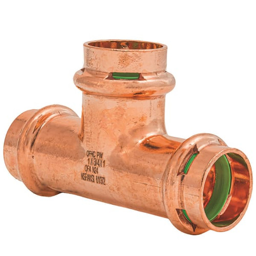 Quickfitting Surepress 1" X 3/4" X 1" Press Copper Reducing Tee Fitting