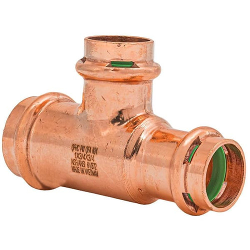 Quickfitting Surepress 1" X 3/4" X 3/4" Press Copper Reducing Tee Fitting