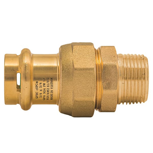 Quickfitting Surepress 3/4" Press X 3/4" Mnpt Brass Male Union Adapter