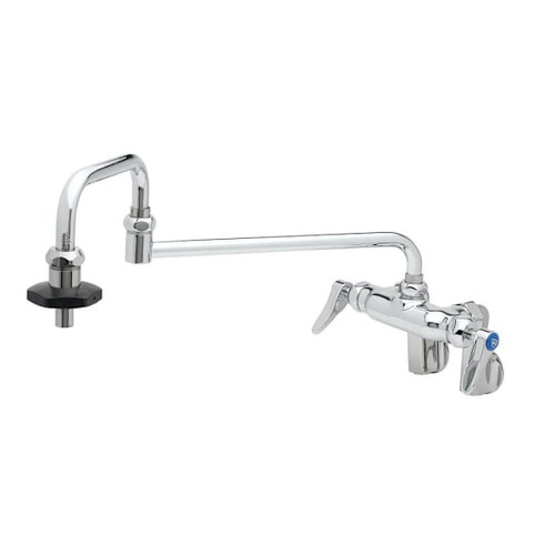 T&S Brass And Bronze Double Pantry Faucet Wll Mount 18" Swing Nozzle Insl On-Off