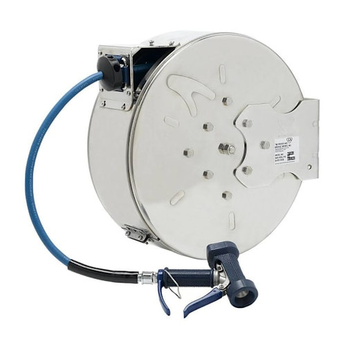 T&S Brass And Bronze Hose Reel Enclsd S. Steel 3/8"Id X 50' Hs Frnt Trggr Wtr Gn