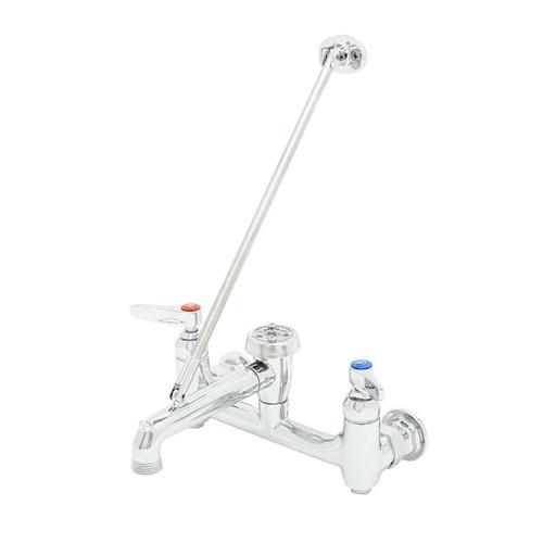 T&S Brass And Bronze Srvc Sink Faucet Wll Mnt 8" Centers Built-In Stops Polished