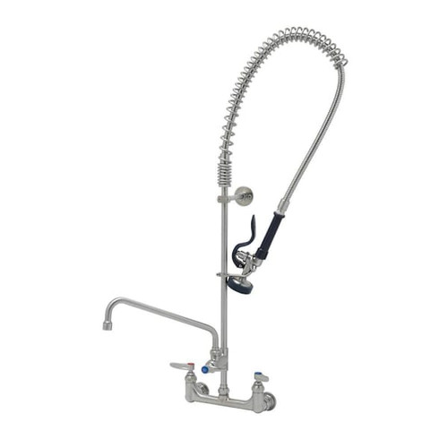 T&S Brass And Bronze Stainless Steel Pre-Rinse 8" Wall Mount 12" Add-On Faucet