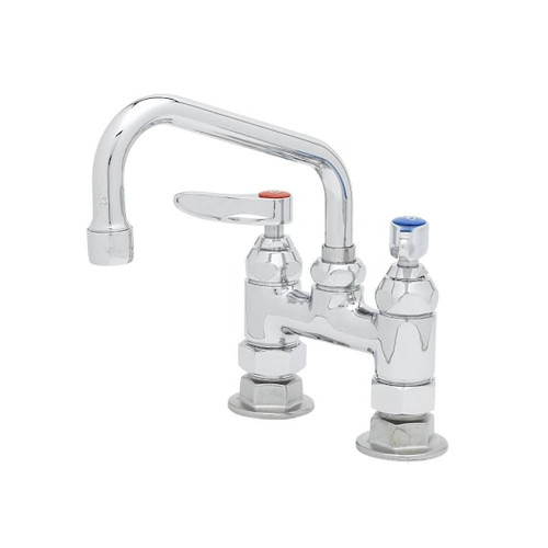 T&S Brass And Bronze Dbl Pantry Faucet Deck Mnt 4" Centers 6" Swing Nozzle 059x