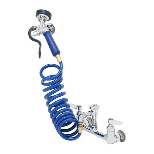 T&S Brass And Bronze Pet Groom Faucet Wall Aluminum Spry Vlv Coiled Hose