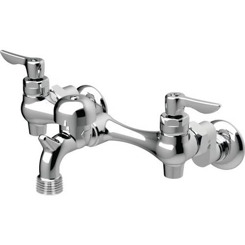 American Standard Service Sink Faucet, 8" Center, 0.75" Outlet Hose, Rough Chrome