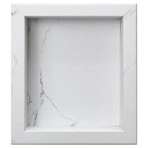 Palisade Shower Niche Insert, 15.5"X17.5"X3.75", Carrara Marble/Urban Glacier