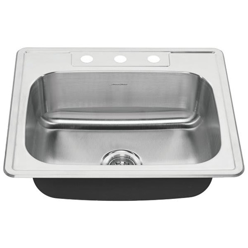 American Standard Colony Single Bowl Stainless Steel Sink Ada 25x22x6" 3 Hole