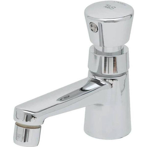 T & S Metering Faucet, 0.5 Gpm, 0.875" Spout, Polished Chrome