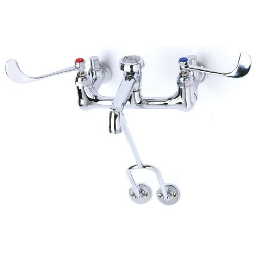 T & S Service Sink/Mop Sink Faucet, 8.9 Gpm, 8" Center, 0.375" Outlet Hose, Polished Chrome