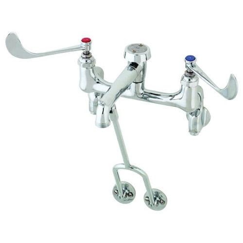 T & S Service Sink Faucet, 12.33 Gpm, 8" Center, 0.75" Outlet Hose, Polished Chrome