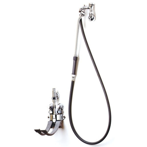 T & S Bed Pan Washer Pedal Valve 68" Hose Extended Spray Nozzle Chrome