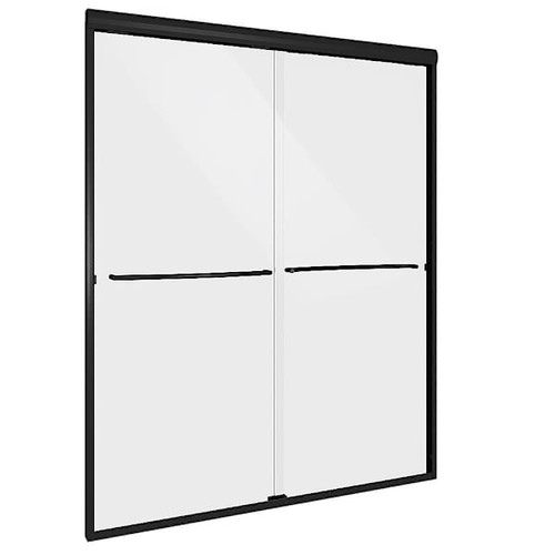 Craft + Main Cove 60 × 60-Inch Frameless Sliding Tub Door Clear/Matte Black