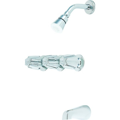 Pfister Verve 3-Handle Tub/Shower Faucet, 2 GPM W/Metal Knobs In Chrome