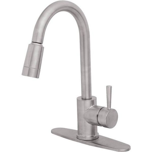 Cleveland Faucet Group Edgestone 1-Handle Kitchen Faucet Pull Flexible Supplies Classic Stainless
