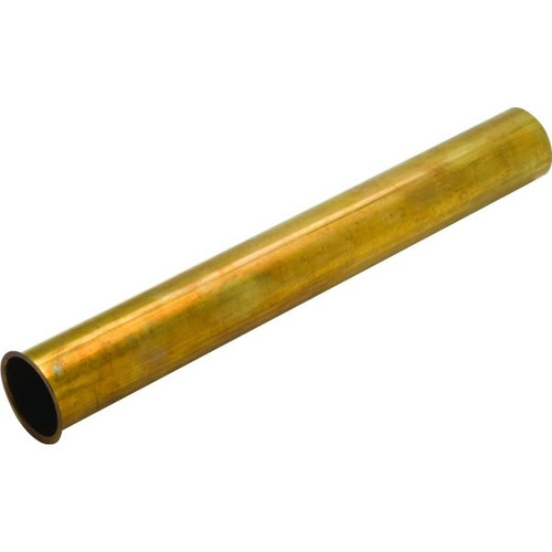 Brass Tubular Tailpiece, Flanged 1-1/2" X 12", Rough Brass, 22 Gauge