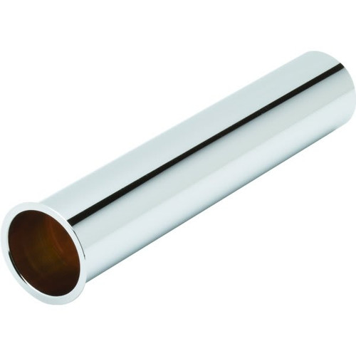 Brass Tubular Tailpiece, Flanged, 1-1/2" X 8", Chrome-Plated, 17 Gauge