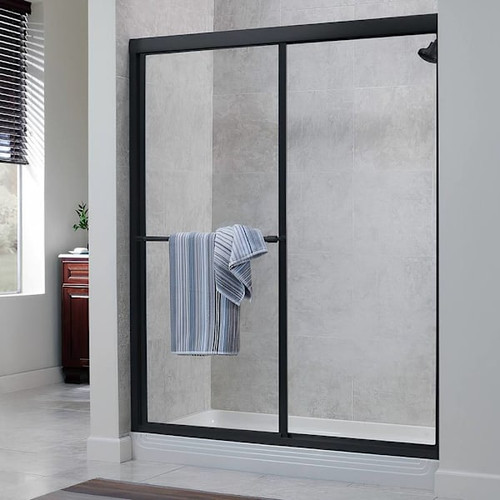 Foremost Tides Framed Bypass Shower Door, Rubbed Bronze, Clear Glass 70"Hx60"W